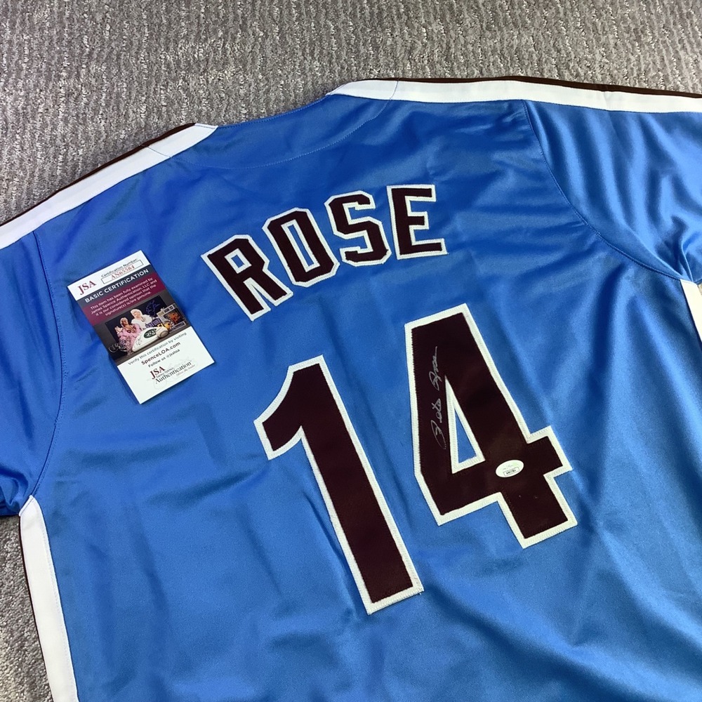 Pete Rose Signed Philadelphia Phillies 14 Jersey JSA COA Powder Blue Size XL New